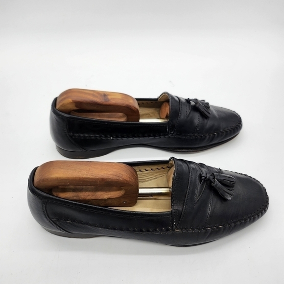 Bostonian Shoes Men 10 M Florentine Tassle Loafer Slip On Dress Black Leather - Picture 13 of 16